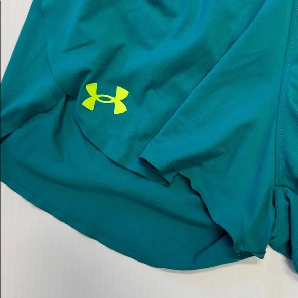 Under Armour Running Shorts in Teal and Neon Yellow Women’s size small - Picture 2 of 4
